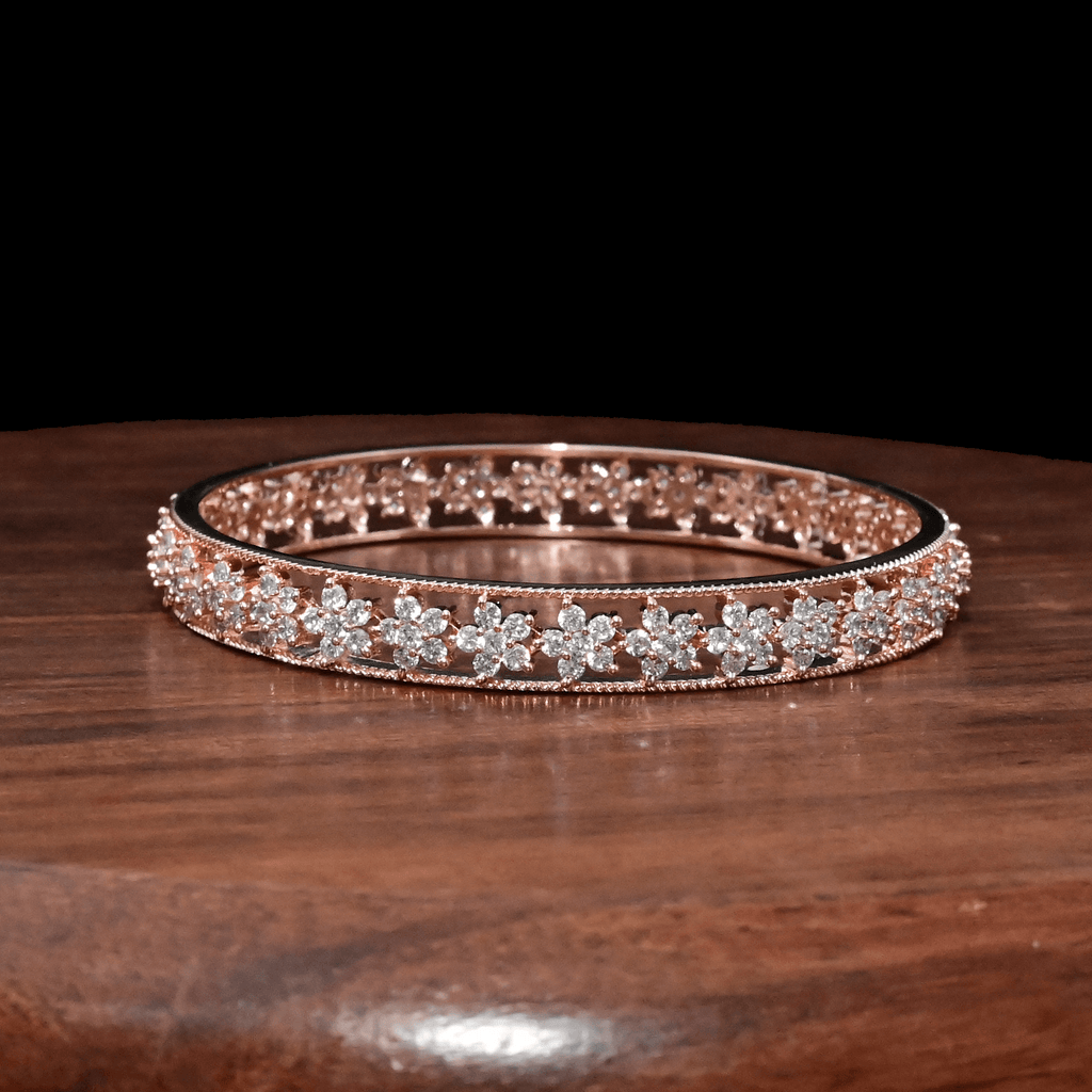 CZ White Diamond Rose Gold Bangles