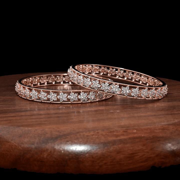 CZ White Diamond Rose Gold Bangles