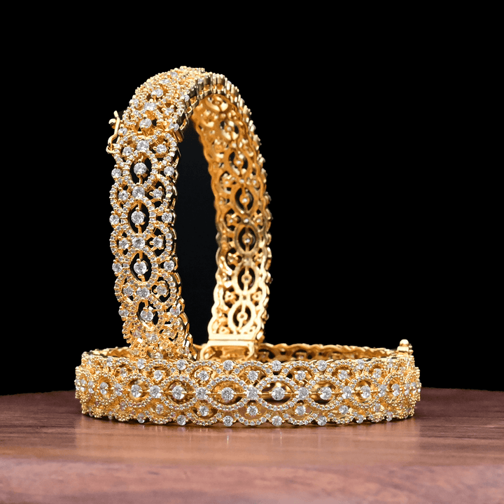 CZ White Diamond Bangles - kada