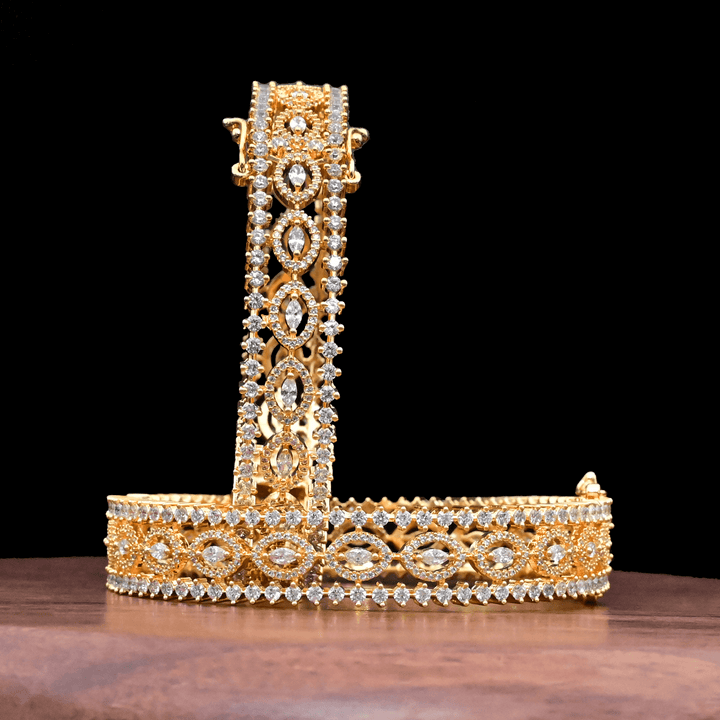 CZ White Diamond Bangles - Kada