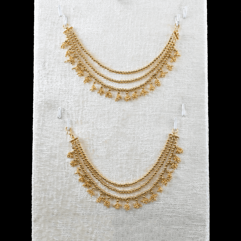 3-Layered Gold Beads Champaswaralu/Ear Chains