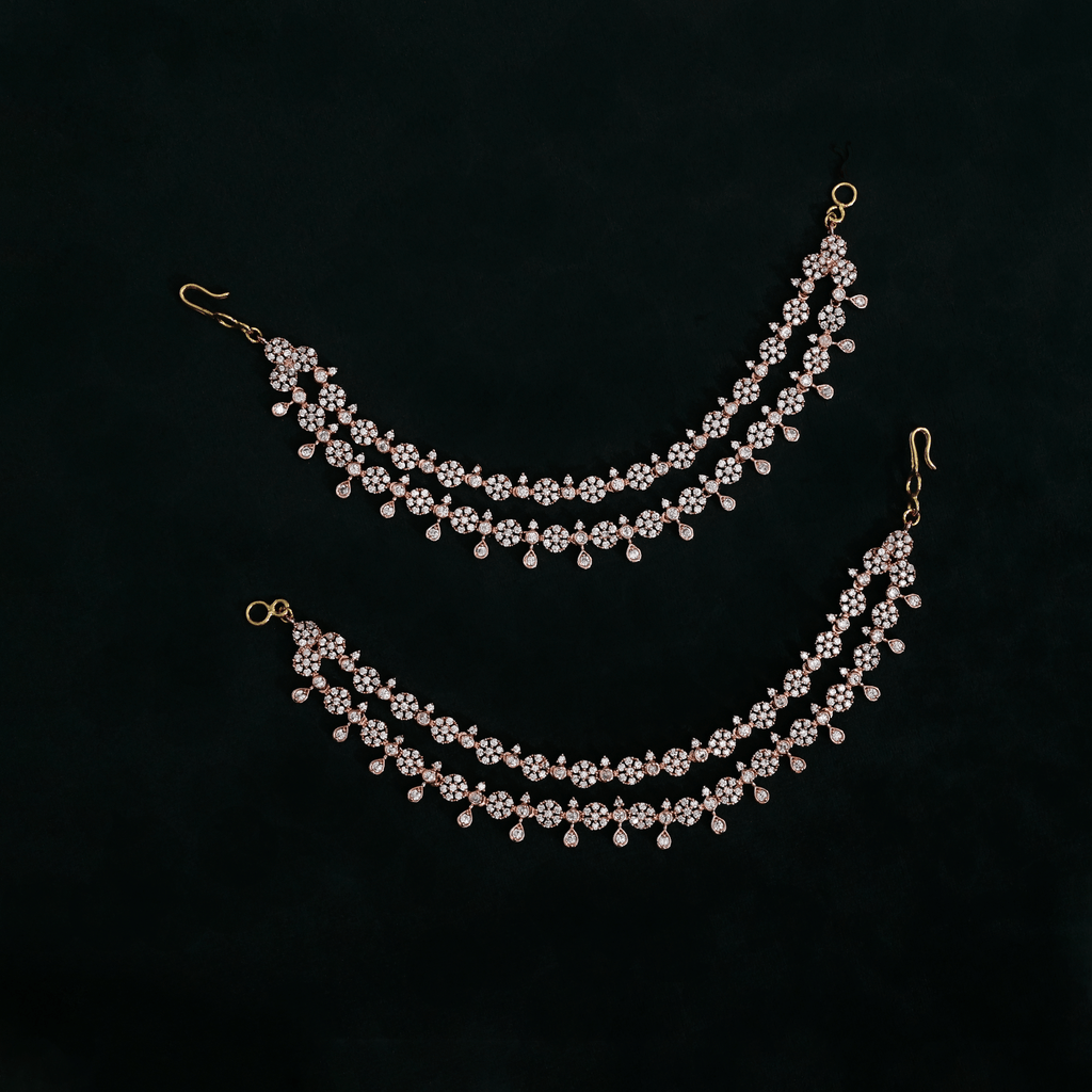 CZ Rose Gold Champaswaralu/Ear Chains