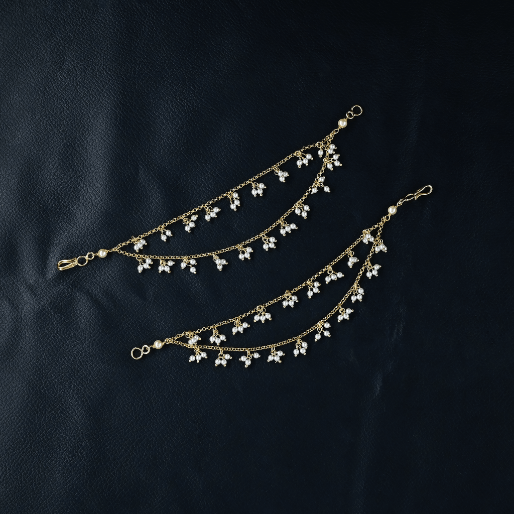2-Layered Swarovski Pearls Champaswaralu/Ear Chains