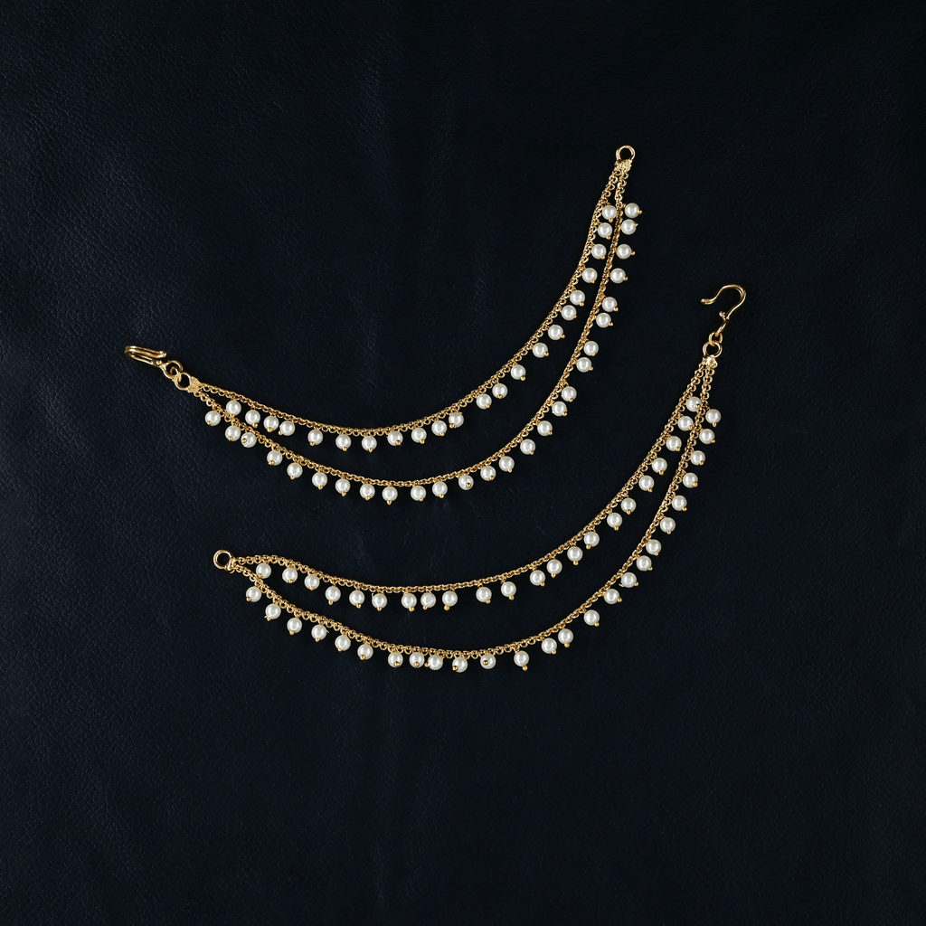 2-Layered Swarovski Pearls Champaswaralu/Ear Chains