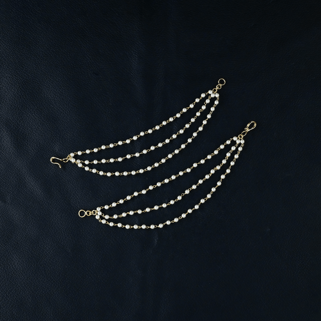 3-Layered Swarovski Pearls Champaswaralu/Ear Chains