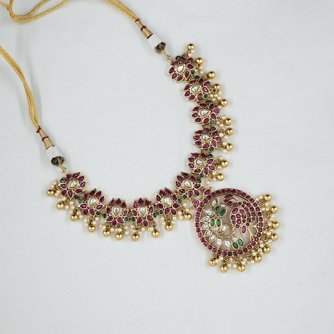 Temple Nakshi Short Necklace Set