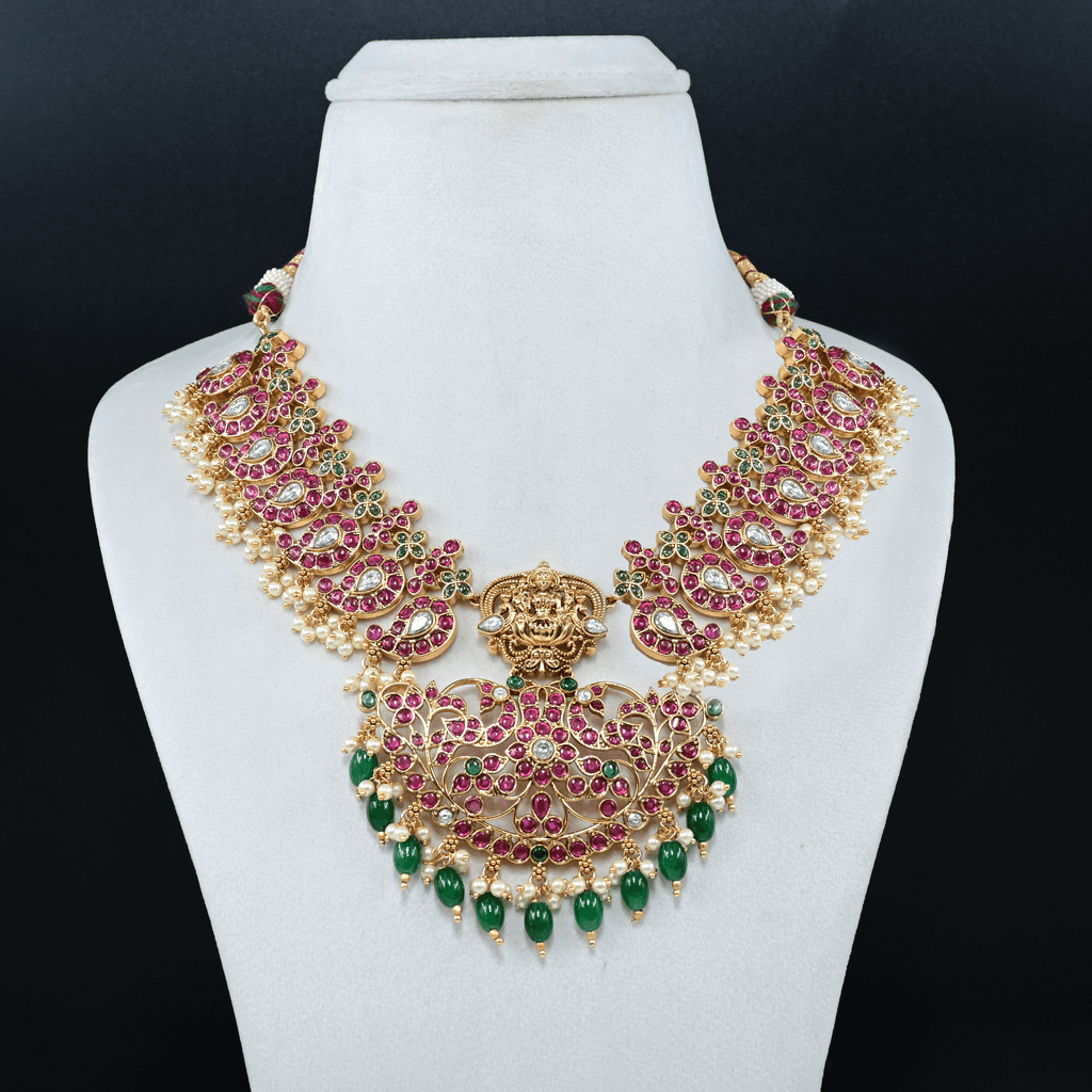 Temple Nakshi Short Necklace Set