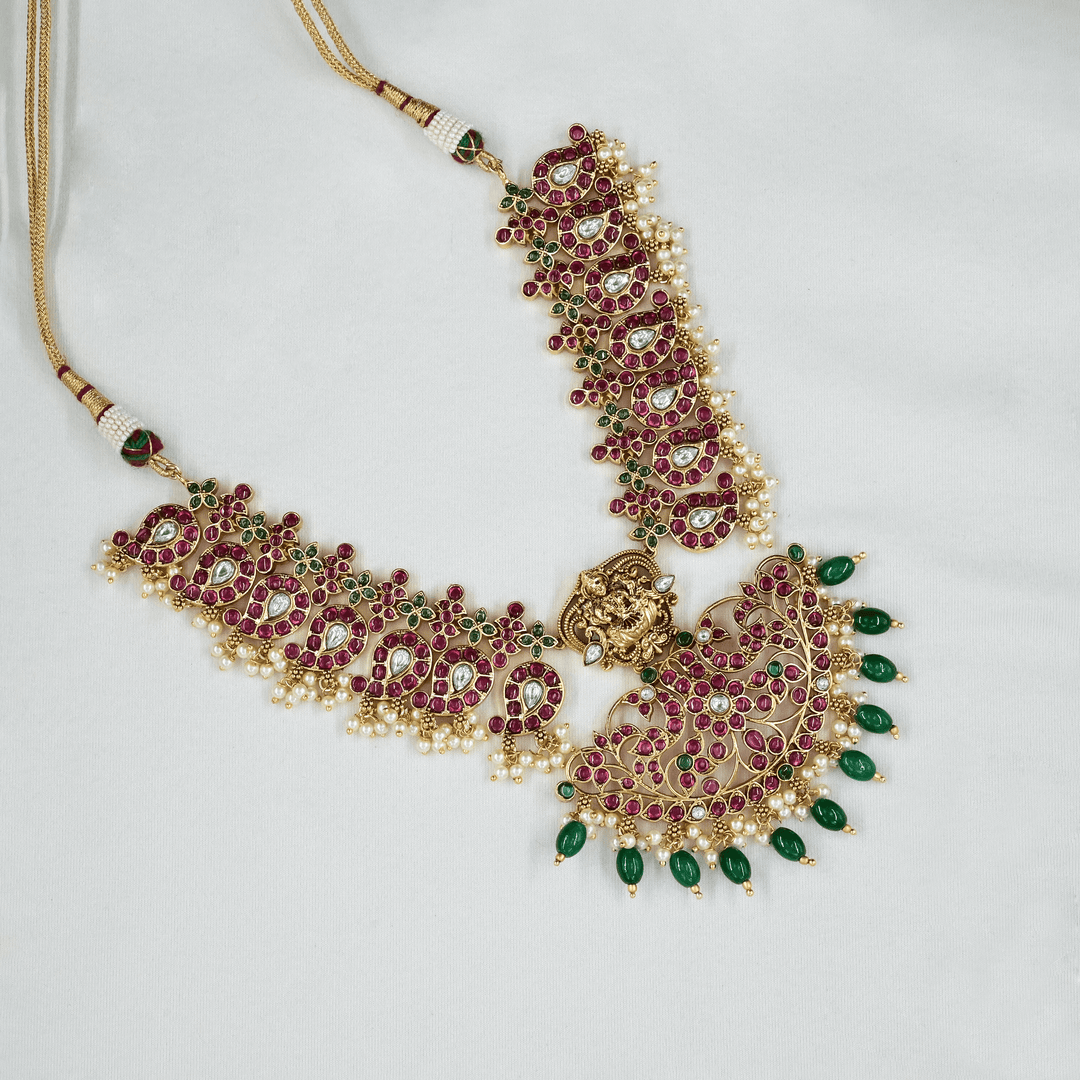 Temple Nakshi Short Necklace Set