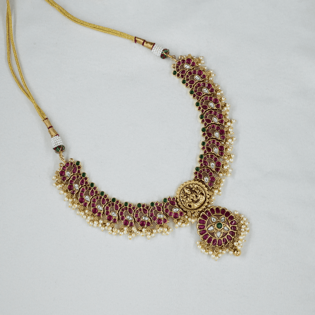 Temple Nakshi Short Necklace Set