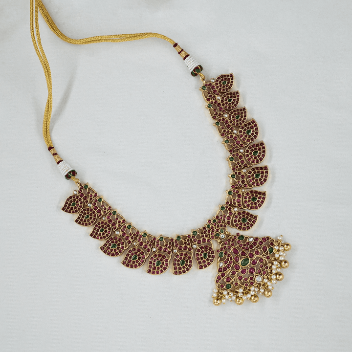 Temple Nakshi Mango Short Necklace Set