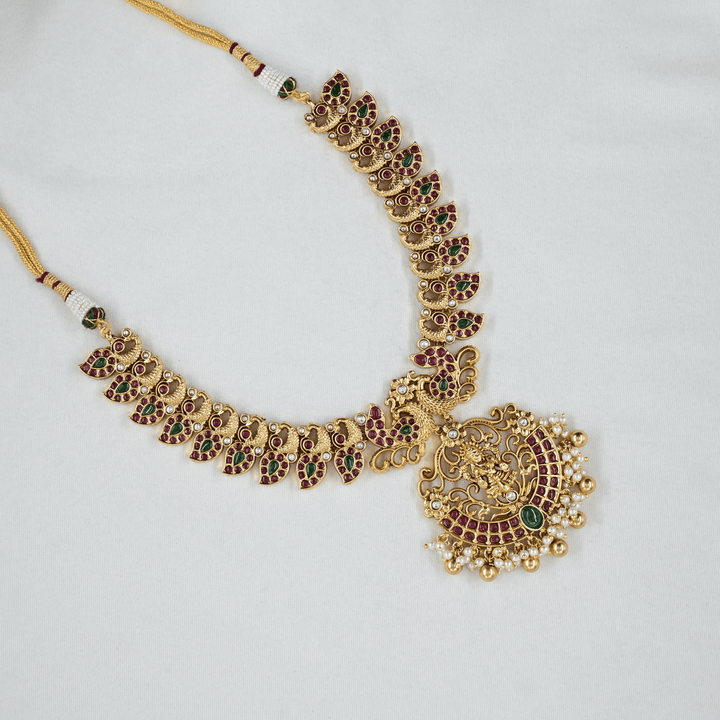 Temple Nakshi Mango Short Necklace Set