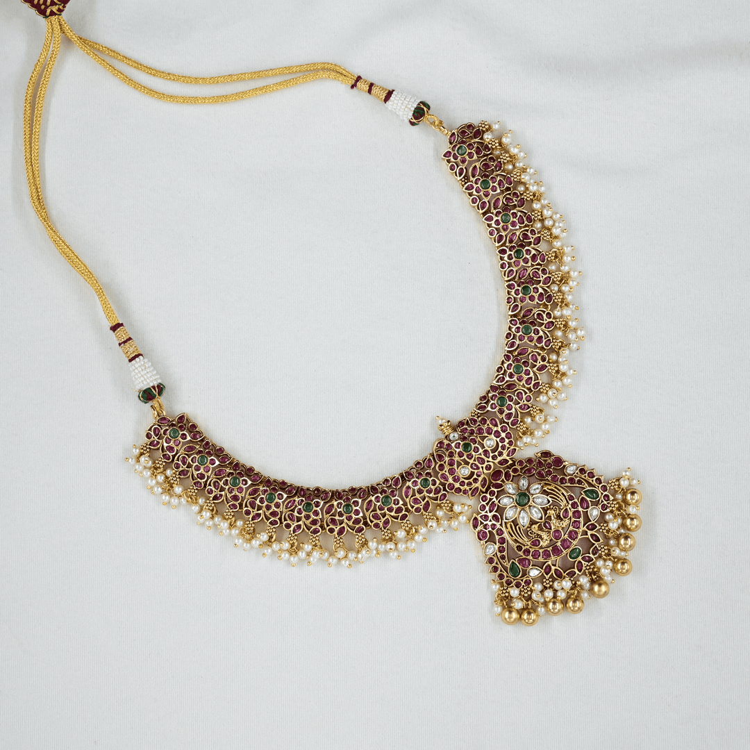 Temple Nakshi Short Necklace Set