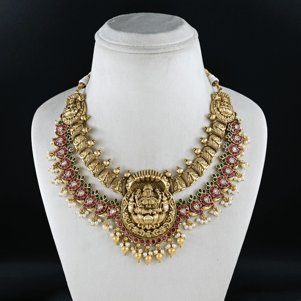 Temple Nakshi Mango Short Necklace Set