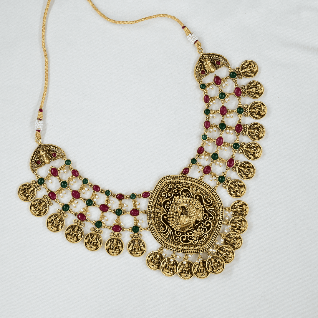 Temple Nakshi Short Necklace Set