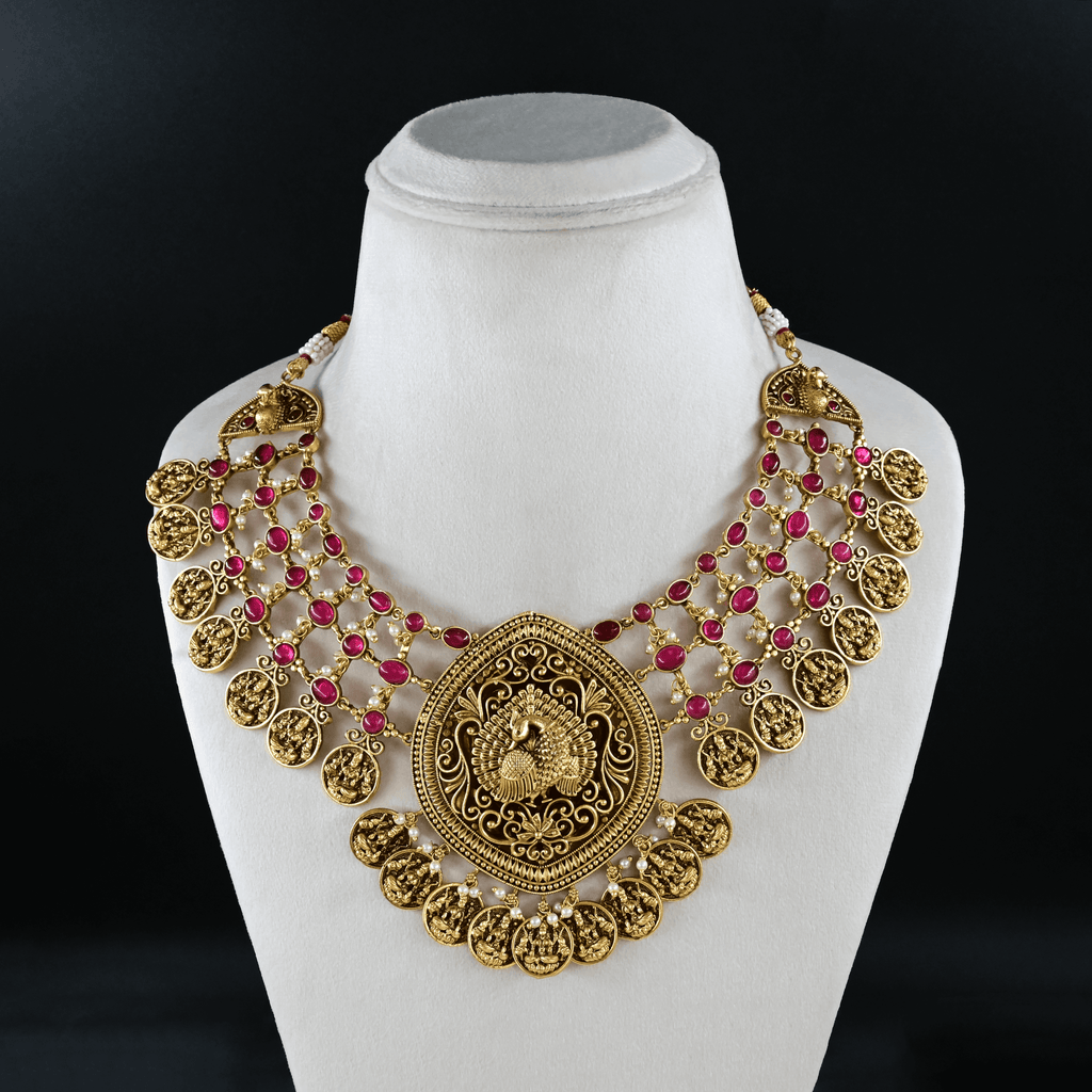 Temple Nakshi Short Necklace Set