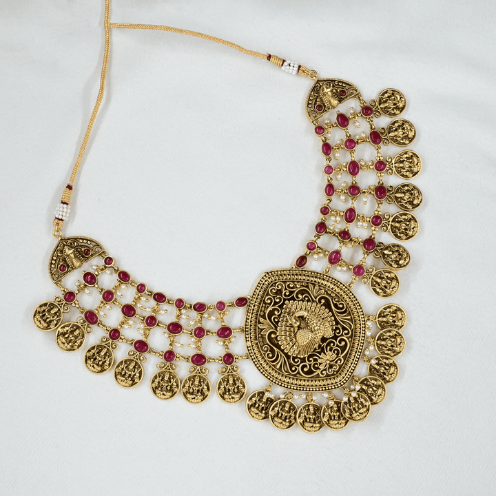 Temple Nakshi Short Necklace Set