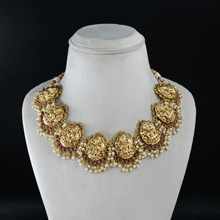 Temple Lakshmi Short Necklace Set