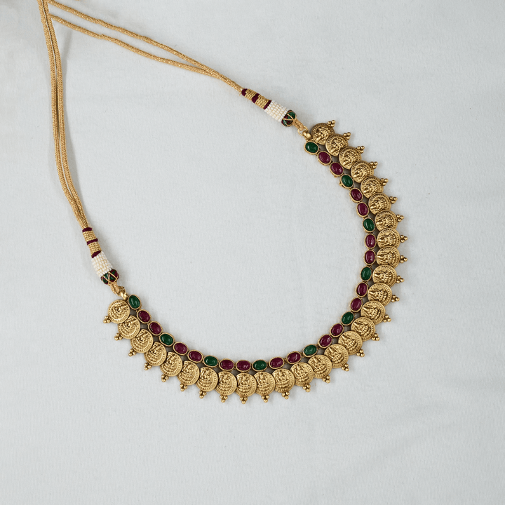 Temple Lakshmi Kaasu Short Necklace Set