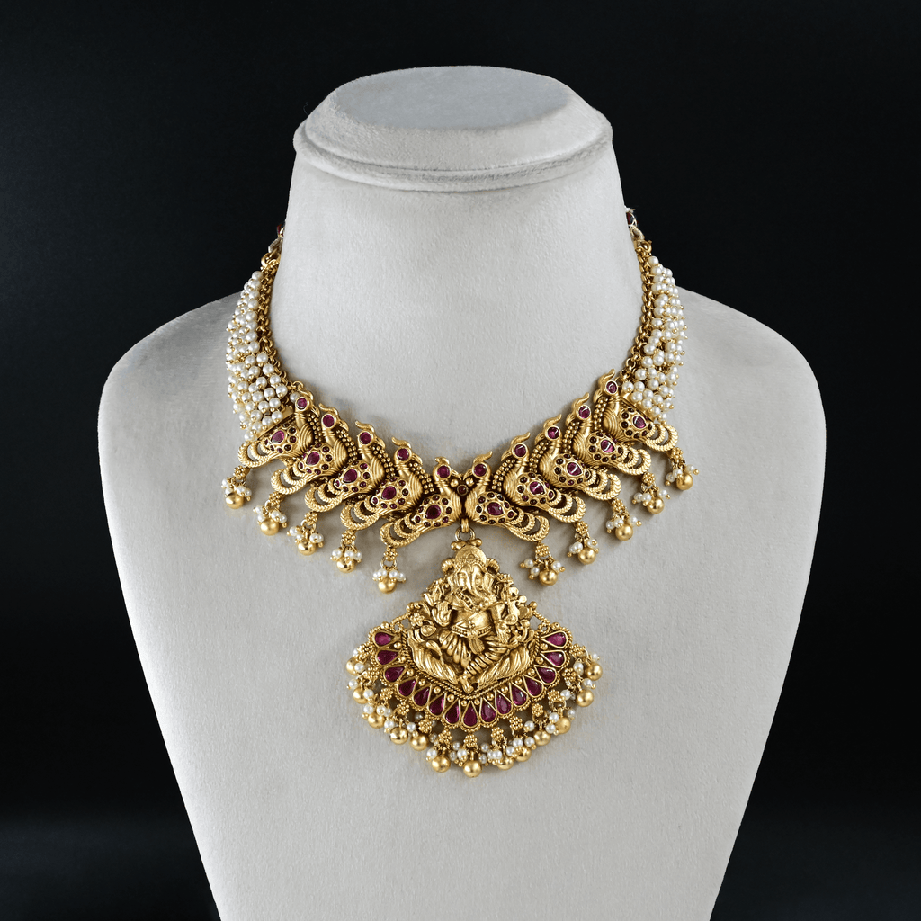 Temple Ganesh Ji Heavy Necklace Set