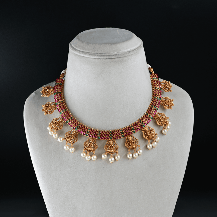 Temple Lakshmi Short Necklace Set