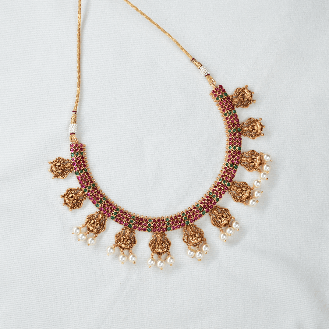 Temple Lakshmi Short Necklace Set