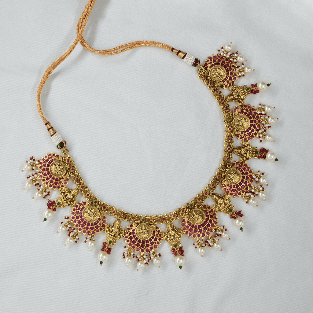 Temple Lakshmi Short Necklace Set