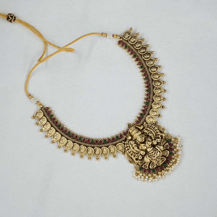 Temple Lakshmi Kaasu Short Necklace Set