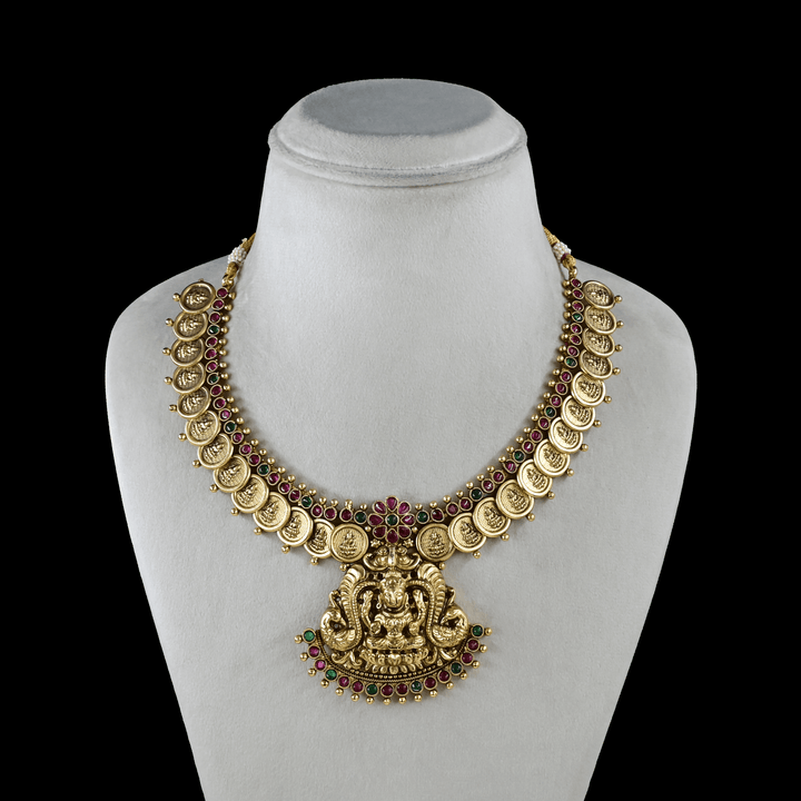 Temple Lakshmi Kaasu Short Necklace Set