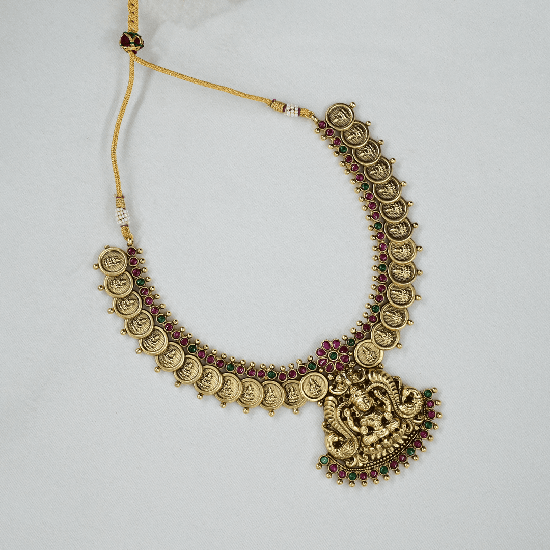 Temple Lakshmi Kaasu Short Necklace Set