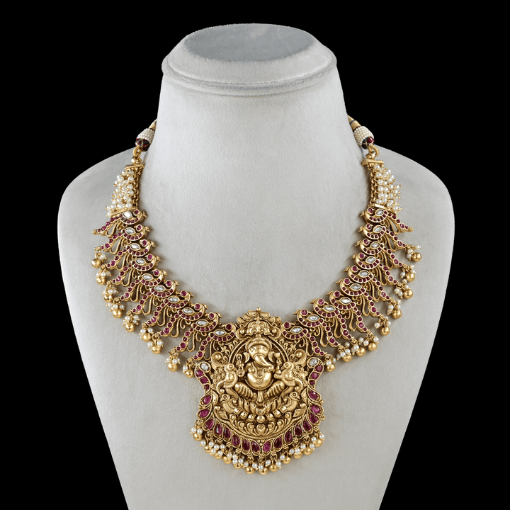 Temple Ganesh Ji Heavy Necklace Set