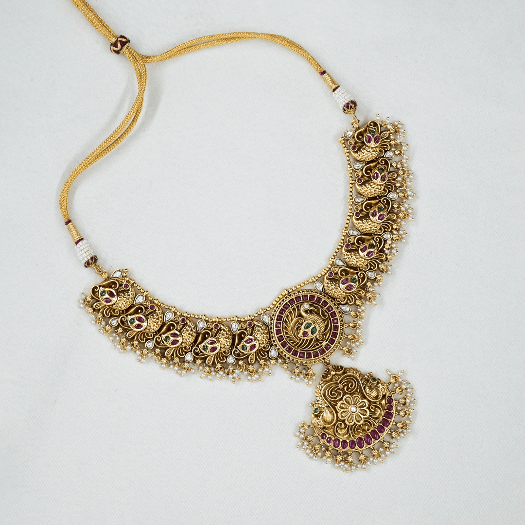 Temple Nakshi Short Necklace Set