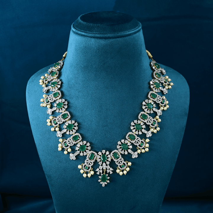 CZ Emerald Short Necklace Set