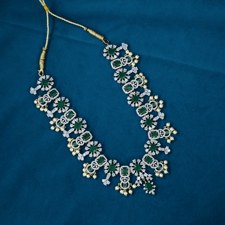 CZ Emerald Short Necklace Set