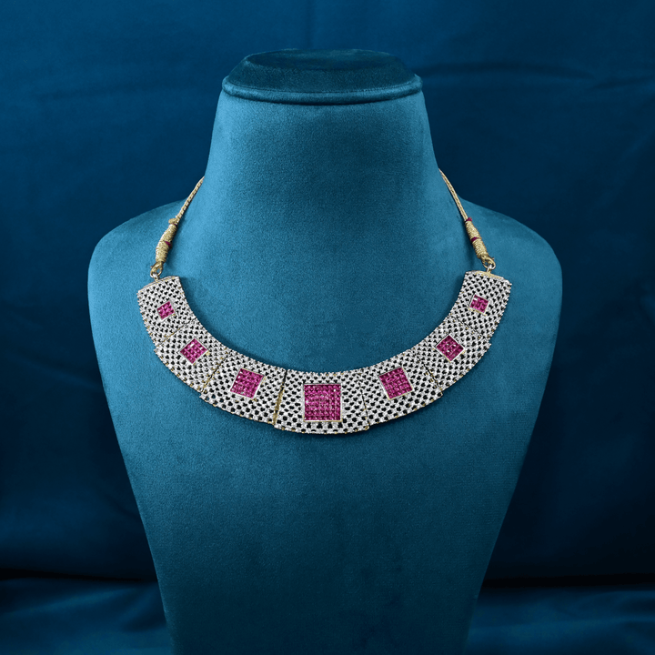 CZ Ruby Short Necklace Set