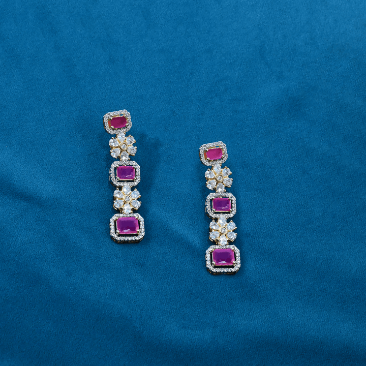 CZ Ruby Short Necklace Set