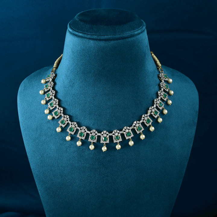 CZ Emerald Short Necklace Set