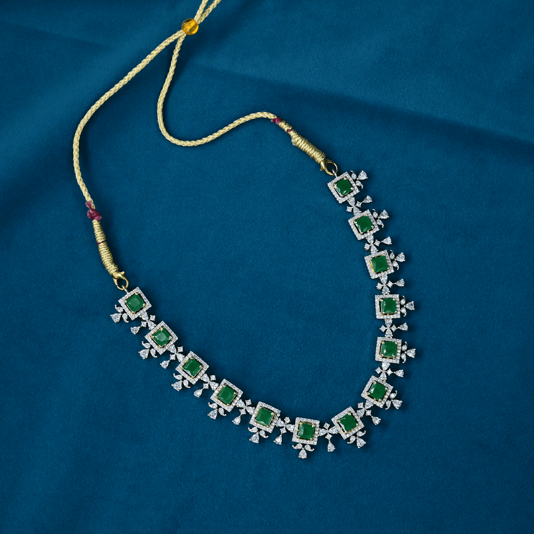 CZ Emerald Short Necklace Set