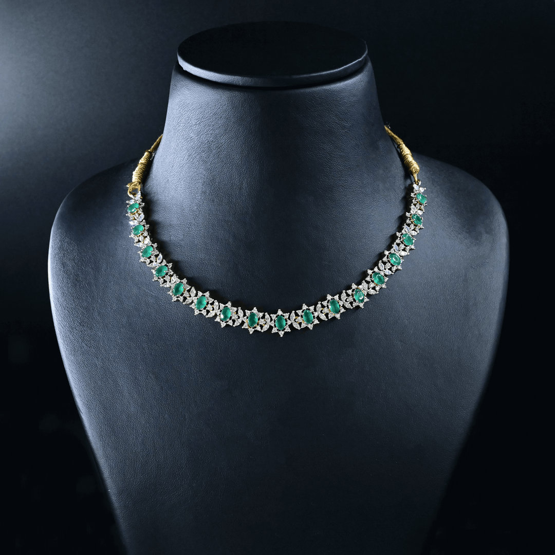 CZ Emerald Short Necklace Set