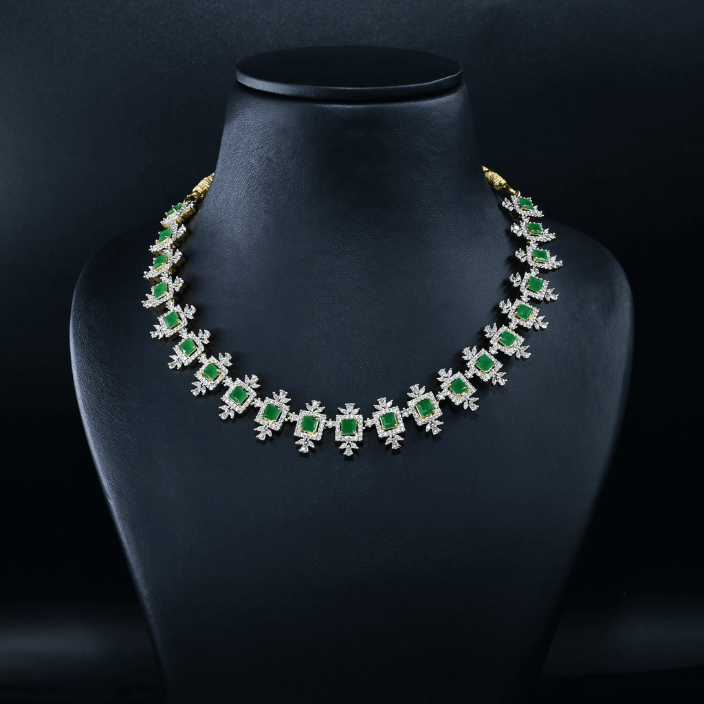 CZ Emerald Short Necklace Set