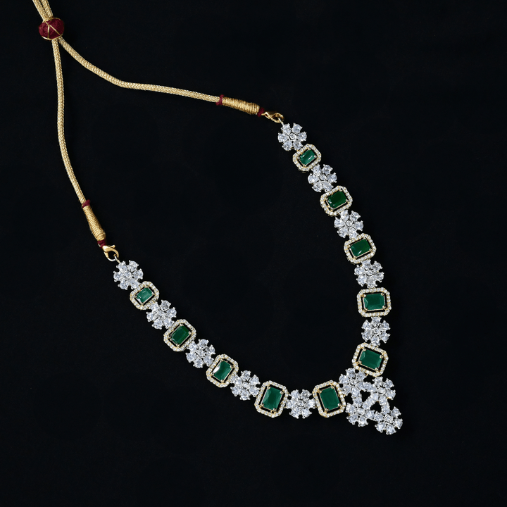 CZ Emerald Short Necklace Set