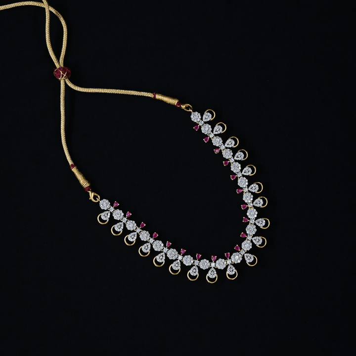 CZ Ruby Short Necklace Set