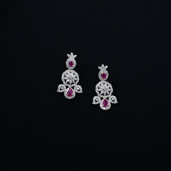 CZ Ruby Heavy Necklace Set