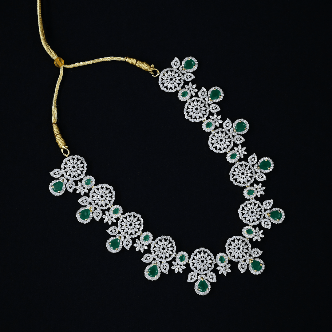 CZ Emerald Heavy Necklace Set