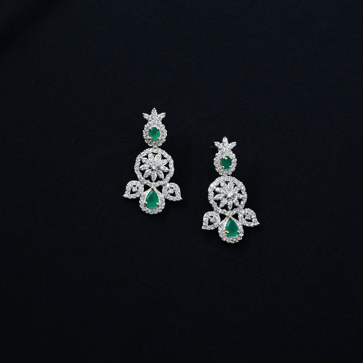 CZ Emerald Heavy Necklace Set