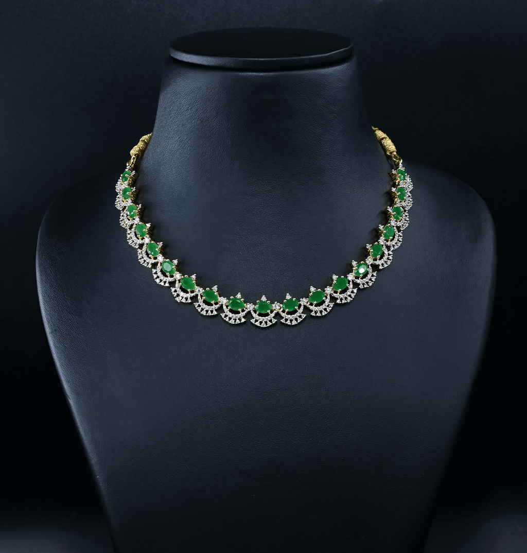 CZ Emerald Short Necklace Set