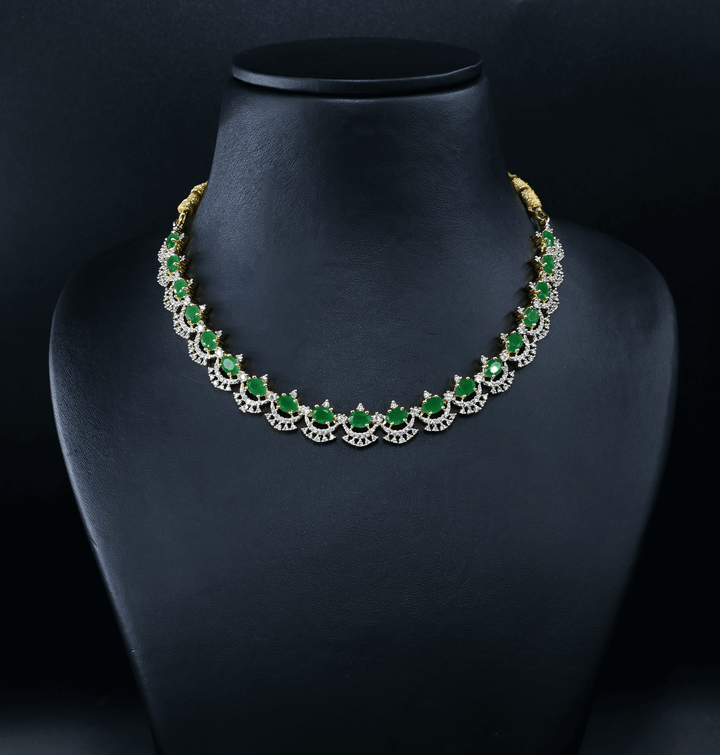 CZ Emerald Short Necklace Set