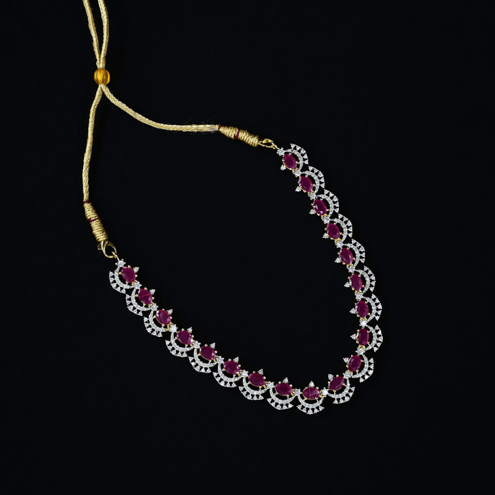 CZ Ruby Short Necklace Set