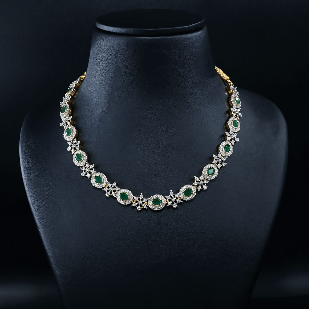 CZ Emerald Short Necklace Set