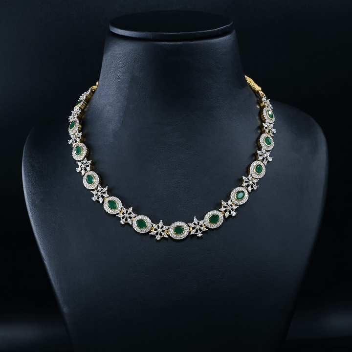 CZ Emerald Short Necklace Set