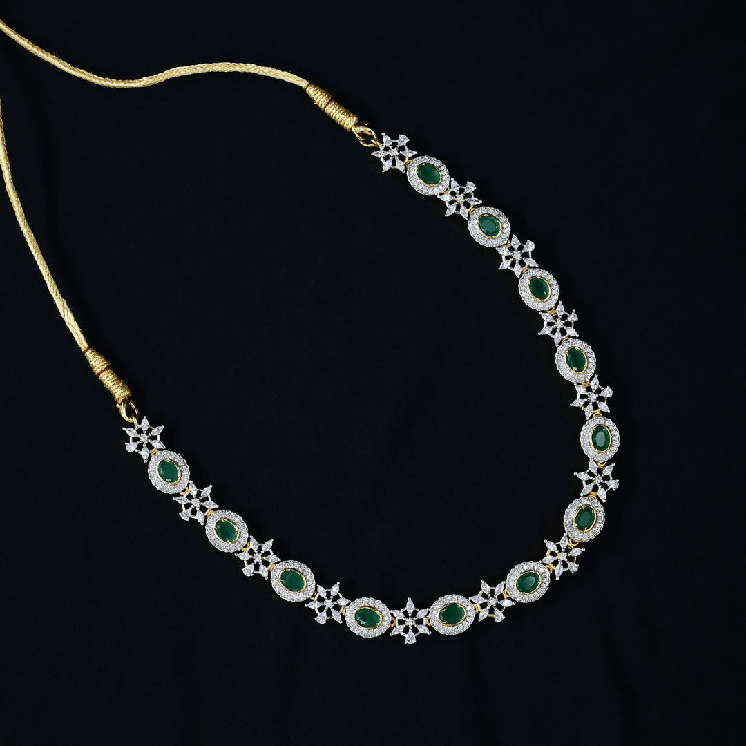 CZ Emerald Short Necklace Set